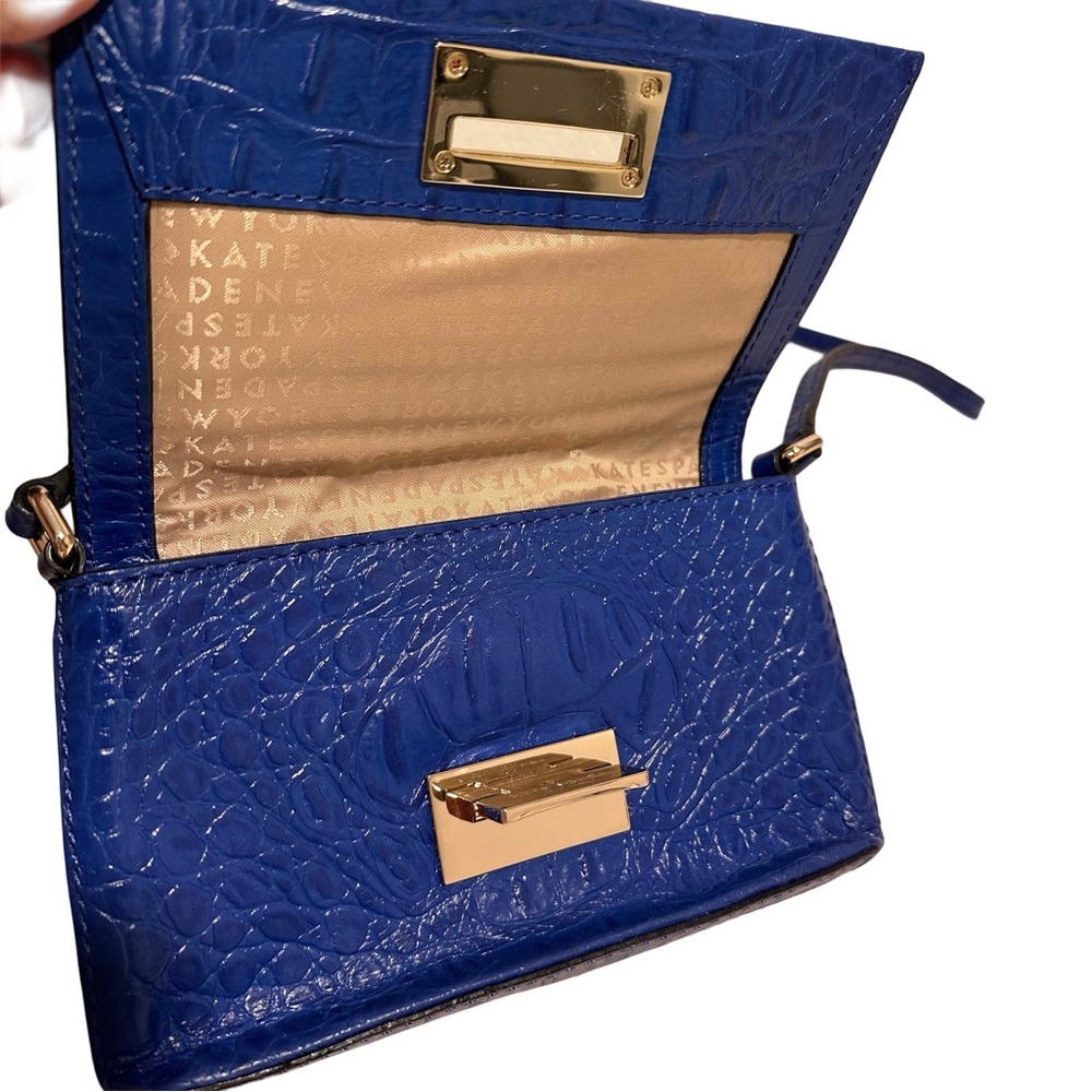 Kate Spade New York Rialto Place Sally Crossbody Bag Blue Crocodile Embossed GUC - Picture 10 of 16